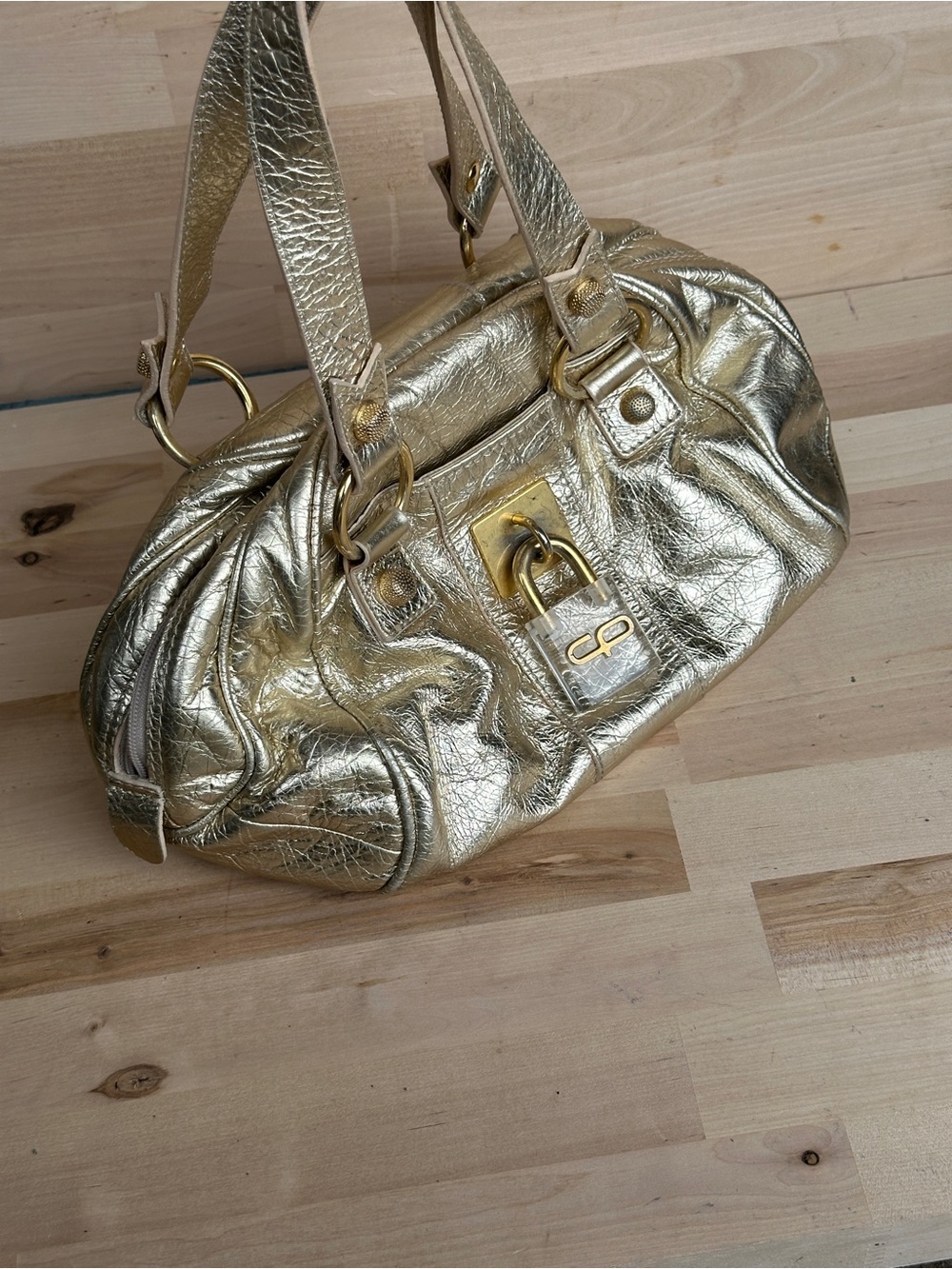 VTG Y2K Pulicati Metallic Gold Shoulder Bag with Double Handles